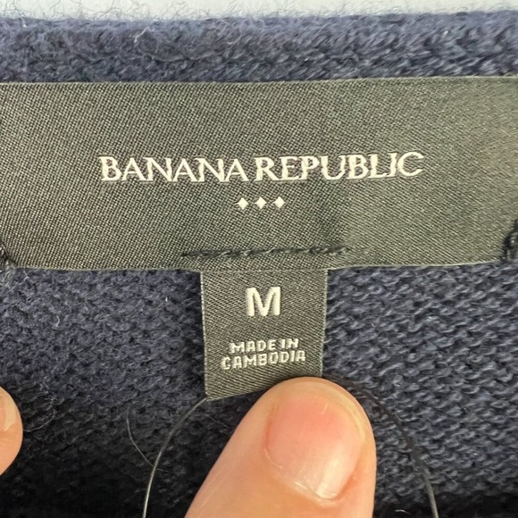 Banana Republic Navy‎ Cotton Wool Blend Sleeveless Sweater Size M Boxy Roll Neck - Picture 3 of 8